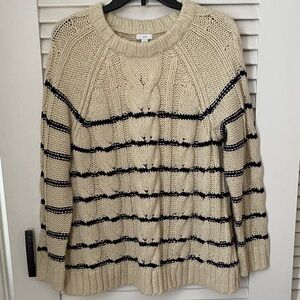 J. Jill Cable Knit Sweater - Cream and Navy